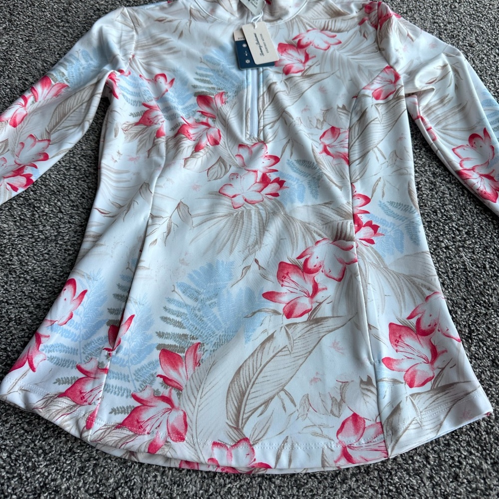 Tommy Bahama Pink and Cream Floral Blouse